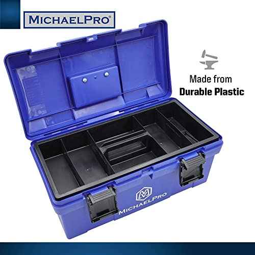 MichaelPro MP014035 17-Inch Tool Box | Removable Inner Tray | Carrying Case for Screws, Bolts, Nuts, Toys, Small Parts Organizer for Fasteners and Crafts