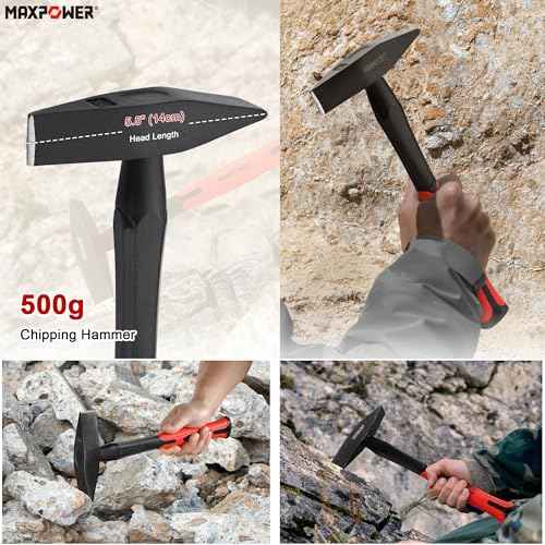 MAXPOWER 5-Piece Hammer Set - 3LB Sledge & Cross Peen, 500g Chipping, 32oz Ball Peen & 24oz Rubber Mallet