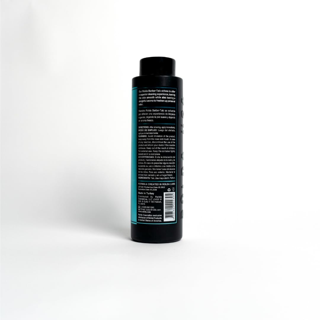Rolda Men's Barber Talc Powder - White Talcum Powder After-shave Solution Is Highly Absorbent And Provides A Fresh, Clean Feeling After Every Shave, Helping To Calm Itchy Skin And Prevent Irritation