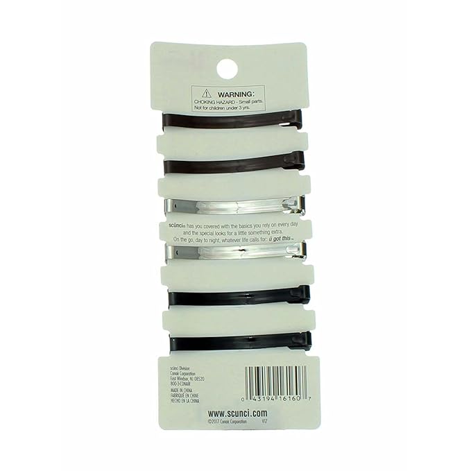 Scunci Effortless Beauty - Open Center Metal Barrettes, Assorted Colors (6 Count)