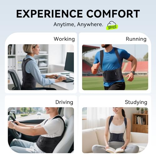 2025 New Posture Corrector for Women & Men, [Enhanced Support & Breathable Mesh] Upgraded Back Brace, Adjustable Shoulder Straightener for Neck & Back Pain Relief, Scoliosis Improvement(Black Gray,M)