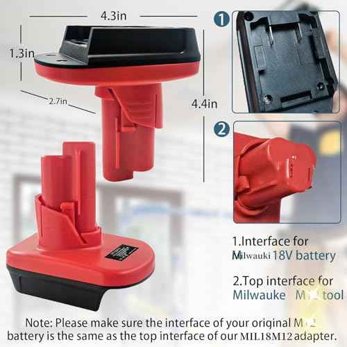 MIL18M12 Battery Adapter for Milwaukee M-18 to M-12, Adapter Converter for Milwaukee 18V Battery to 12V Power Tools (1 Pack)