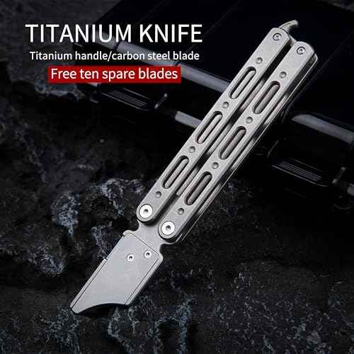 Titanium Utility Knife with Clip Mini Pry Bar EDC Box Cutter Flipper Pocket Knife For Outdoor