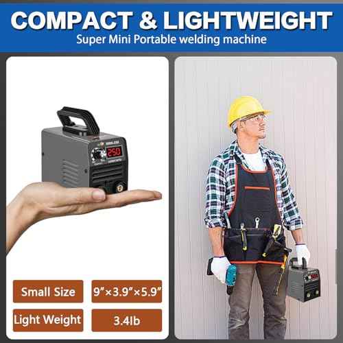 Super Mini Stick Welder Machine,110V 250A ARC Portable MMA Welding Machine for Beginners,Welding Machine with 10pcs Welding Rod Tools,IGBT Inverter Welder,Hot Start Arc Force Anti-stick (Gray)