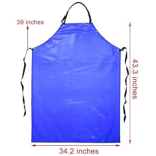 Chemical Resistant Vinyl Apron - Blue Plus Size Unisex PVC Aprons for Dishwashing,Dog Grooming,Gardening,Fish Cleaning,Lab Work£¨5 Pack£©