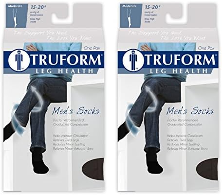 Truform 1933, Men's Cushion Foot Compression Socks, 15-20 mmHg, Brown, Small (Pack of 2)