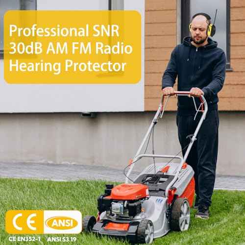 BJKing AM/FM Radio Headphones with Digital Display, 30dB AM FM Hearing Protection Safety Ear Muff, Ear Protection Headphone for Mowing, Landscaping, Shooting and Construction Black-Green