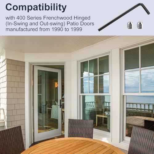 Handle Set Screw Package with Wrench for Anderson Storm Door Replacement Parts, for Andersen 1990 to 1999 Inswing Outswing Hinged Patio Doors, Fits for 400 Series Frenchwood Patio Doors