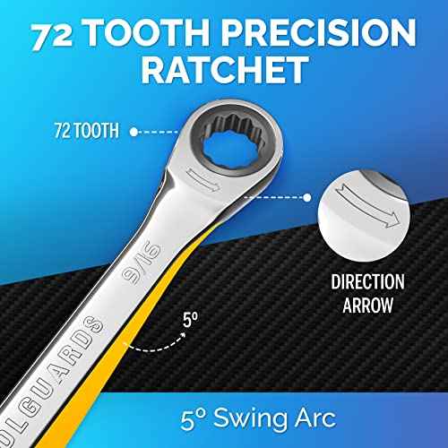 TOOLGUARDS 9/16" Wrench - Ratcheting Wrench - Slim Profile - Ratchet Wrench