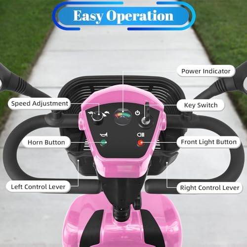 15-45 Miles Ecomobi MS02 4 Wheels Mobility Scooter for Adults/Seniors, 350W Powered Electric Wheelchair Device w/15Ah-25Ah Extended Battery, Dual Baskets/Rotating Seat, Compact Duty Mobile for Elderly