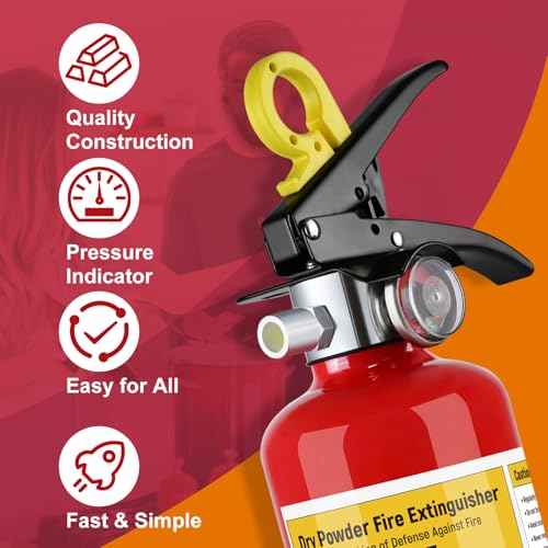 ABC Dry Powder Fire Extinguisher, 1-A:10-B:C Rated, Dry Chemical Fire Extinguisher for Home, Kitchen, Office & Vehicle, Fire Extinguisher with Easy-Grip Handle & Quick Release (1 Pack)