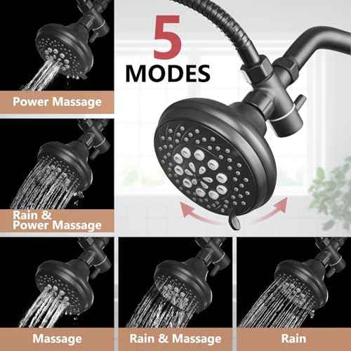 Double Shower Head Dual for Couples High Pressure and Adjustable Tandem Shower Head System for 2 People Matte Black