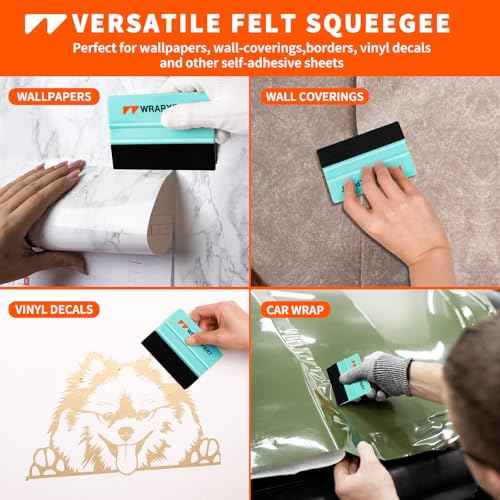 WRAPXPERT Wallpaper Tools, Wallpaper Smoothing Tools for Peel and Stick Wallpaper Hanging, Wallpaper Installation Kits for Bathroom Kitchen Contact Paper, Vinyl Backsplash Tile, Window Film Applying