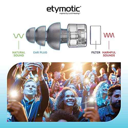 Etymotic Research ER20XS High Fidelity Reusable Earplugs - Low Profile Fit and Waterproof Case - Noise Reduction Ear Plugs for Concerts, Musicians, Raves, Sporting Events & Festivals - Universal Fit