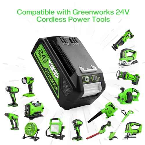 Powilling 6.5Ah 24V Compatible with Greenworks Battery 29842 29852 + Replacement 24V Greenworks Battery Charger for Greenworks 24 Volt and for Bissell Cleanview XR Pet Battery 4054
