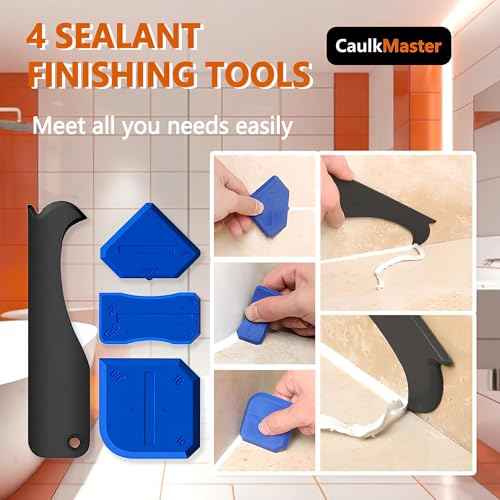 Silicone Caulking Tool 3-in-1 Caulk Remover & Application Scraper, Glass Glue Angle Scraper for Bathroom, Kitchen, Floor, Window, Sink Joints & Frame Sealing