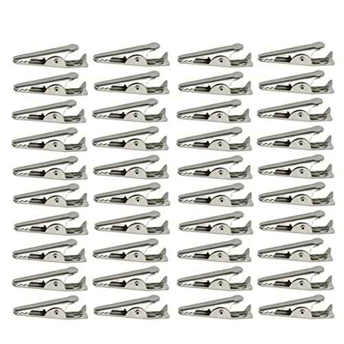 35mm/1.38" Alligator Clips Test Crocodile Clamps Silver Tone - (40 Pcs)