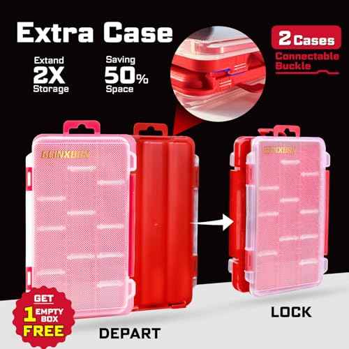 Plastic Tools Box Set, 7Pieces Red Transparent Portable Storage Case for Various Tools and Small Parts Accessories Storage Organizer