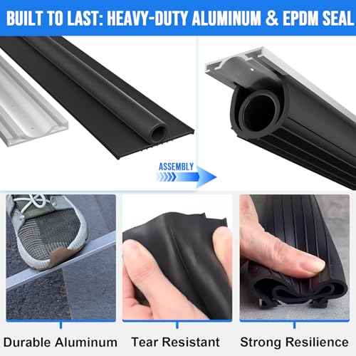 10 FT Garage Door Seals Bottom Rubber, Heavy Duty U+O Ring Garage Door Bottom Seal with Aluminium Track Retainer Kit, Universal Garage Door Weather Stripping for Home Garage Protection