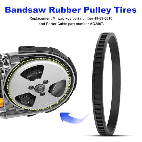 Replacement Bandsaw Pulley Tires 45-69-0010 for Milwau kee Portable Band Saws Parts AO2807 6238N 6230 6232-6 6225 6238-20 2729-20 (2 Pack)
