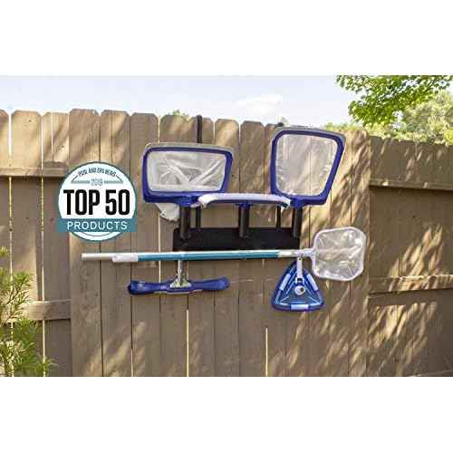 Poolmaster Outdoor Wall-Mounted Tool Organizer Rack, Heavy-Duty Garden Tool Holder and Swimming Pool Equipment Storage for Backyard, Fence, or Garage