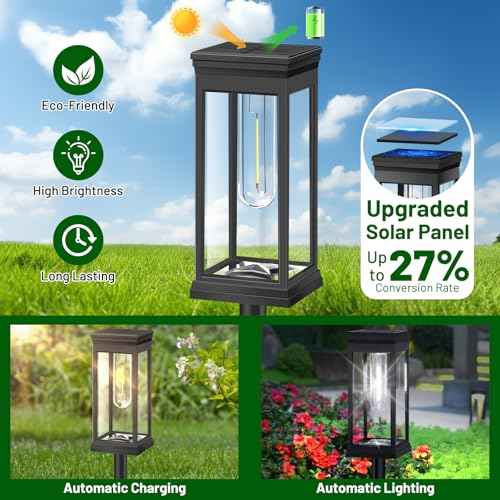 BesLowe ¡¼Upgraded¡½ Solar Pathway Lights Outdoor, 8-Pack Large LED Solar Light Outdoor Waterproof, Super Bright Outside Lights for Yard, Sun-Powered Landscape Lighting for Garden Walkway, Cool White