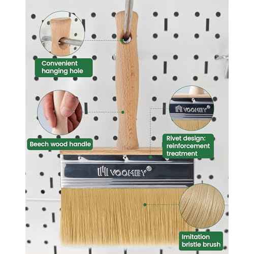 Voomey Deck Stain Brush 6 Inch, Limewash Brush for Wood, Deck Stain and Sealer Applicator, Strong Hold Paint Without Chipping, Quickly Paint Decks, Fences, Walls and Furniture