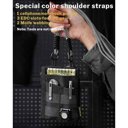VIPERADE VE18R EDC Pouch with Strap, 4 Multi-Purpose Pockets, Slim EDC Wallet Organizer for Men