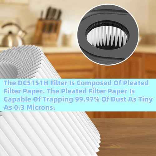 (3pk) DC5151H DCV517 HEPA Filter Replacement Compatible with DEWALT DC515 Wet Dry Vacuum, Includes 1 Cleaning Brushes, Washable and Reusable