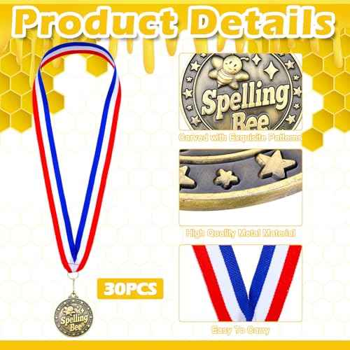 Quelay 30 Pcs 2'' Award Medals Bulk Gold Winner Medals with Neck Ribbons Metal Trophy Award Prize Gift for Tournaments, Competitions, Party, Kids and Adults