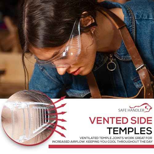 SAFE HANDLER BISON LIFE Diamont Vented Over Glasses Safety Glasses | Meets ANSI Z87.1, Impact Resistant Polycarbonate Lens