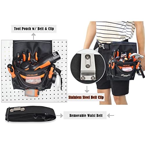 WELKINLAND 10-Pockets Electrician Tool Pouch with Belt Clip, Electricians Tool Pouches Bag, Tool Pouches, Electricians Tool Belt,Electrician Tool Belt