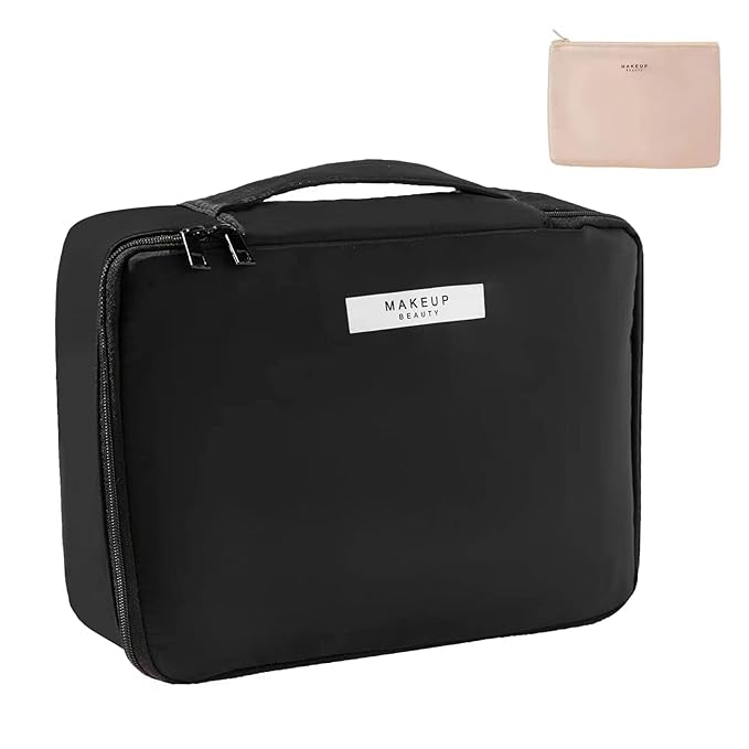 Travel Makeup Bag Cosmetic Bag Makeup Bag Toiletry bag for women and men (Black)