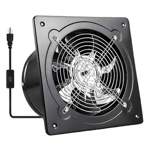 6" Kitchen Exhaust Fan with Switch, 382CFM Wall Mount Household Ventilation Fans, Potable Metal Attic Exhaust Fan, Small Fume Extractor Ventilation Fan for Kitchen Bathroom Shop Smoking Room Garage