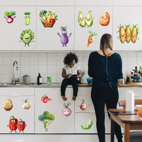 SUPERDANT Cartoon Vegetables Wall Decor Food Wall Sticker Kitchen Art Murals Stickers Restaurant Decor Peel and Stick Adhesive Sticker for Kitchen Restaurant Dining Room Nursery Decoration
