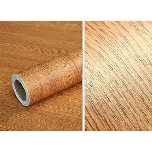 UPREDO Brown Wood Grain Adhesive Paper Wall Paper Vinyl Funitures Dresser Drawer Cabinet Sticker (15.8X79inch, Brown)