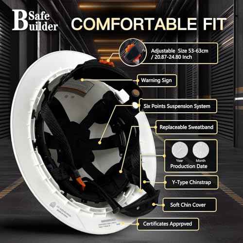 G1E Construction Full Brim Hard Hats ANSI Class E HDPE Safety Helmet Hardhats Sunshade Industrial Head Protection