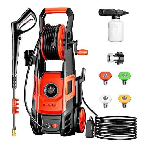 Pressure Washer, Max 2.4 GPM with Foam Cannon & 4 Nozzle Tips, Power Washer for Cars, Fences, Driveways, Home, Patios - Powerful Power Washers Electric Powered