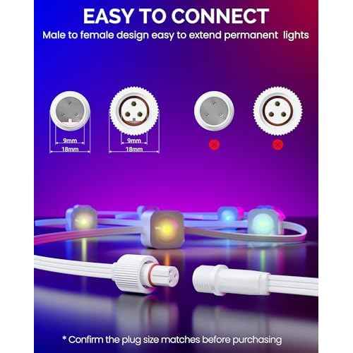 10FT Extension Cable (3-Pack), 3-Pin Extension Cord for Govee Permanent Outdoor Lights Series & Dots String Lights, Compatible with H705 A/B/C, H705 D/E/F, H706 A/B/C, H703 A/B, H805 A/B/C