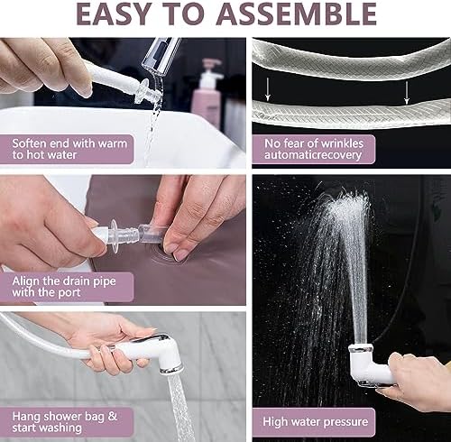 Bedside Shower Water Bag - 2.5 GL Portable Water Shower Bag For Hair Washing In Bed. Use with Inflatable Shampoo Basin, Inflatable Hair Washing Basin, Inflatable Bathtub For Elderly(Brown)