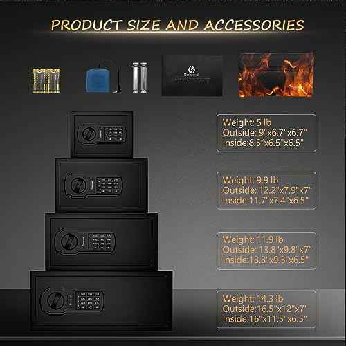 Fire Resistant Safe Box with Fireproof Waterproof Bag and Sensor Light,0.23 Cubic Feet Money Safe with Emergency External Power Supply,Electronic Digital Security Safe