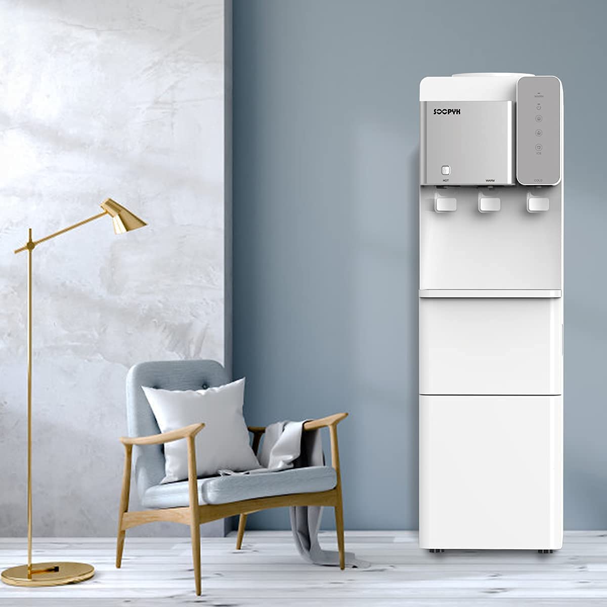 SOOPYK Hot and Cold Water Dispenser with Ice Maker for 5 Gallon Bottle Water Cooler Dispenser Built-in Ice Maker 27 lbs in 24 hrs with Child Safety Lock