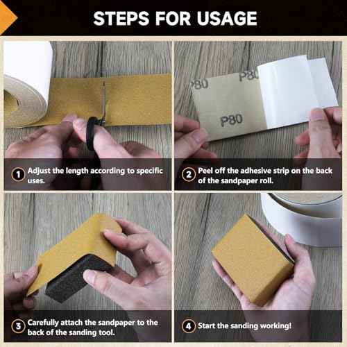 240 Grit Sandpaper Roll PSA Sand Paper Self Adhesive Stickyback Longboard 2-3/4" Wide 13 Yard Continuous Sanding Sheets for Hand Sanding Blocks, Woodworking, Metal, Plastic, Sanding Blocks