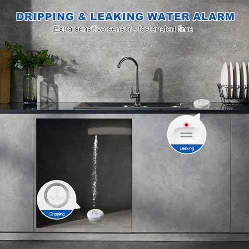 WiFi Water Leak Detectors for Home 3 Pack, Wireless Smart Water Leak & Drip Alarm, 120dB Adjustable Loud Water Leak Sensor, App Alerts, 3 Water Sensors & 1 Hub for Kitchen, Bathroom, Sink, Laundry