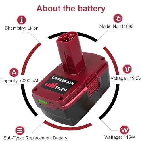 Futurebatt 19.2V 6.0Ah High-Output Battery for Craftsman C3 Battery Lithium-ion XCP DieHard 315.115410 315.11485 130279005 1323903 120235021 11375 11376 for Cordless Power Tools