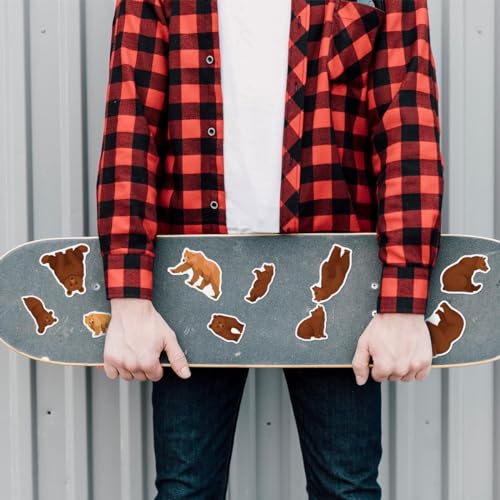 Pack 50 Pcs Cute Animal Brown Bear Stickers for Water Bottles Waterproof Laptop Luggage Computer Scrapbooking Teens Adults Girls Boys Aesthetic Sticker Packs Small Vinyl Decals
