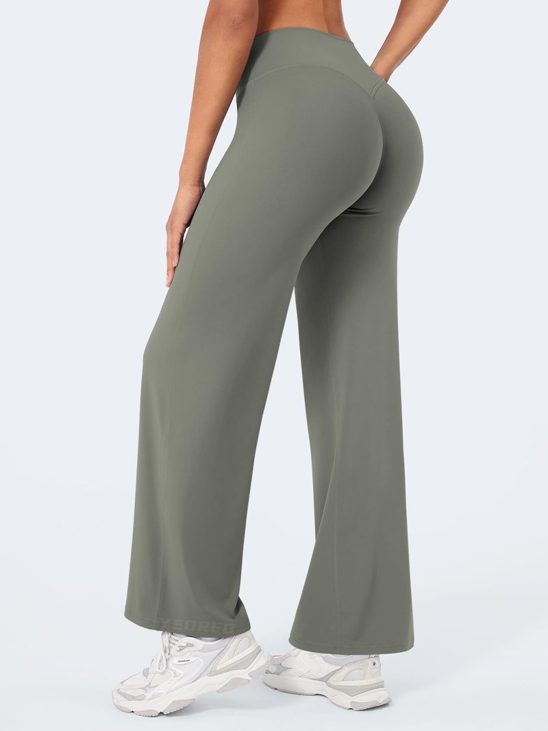 YEOREO Workout Leggings Womens No Front Seam Straight Leggings 29" High Waist Buttery Eddiy Gym Yoga Pants Gray Green XS