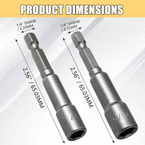 12Pcs 1/4 & 5/16 Inch Magnetic Nuts Driver Impact Driver Drill Bits - 1/4 Inch Shank, Power Nut Drill Bit Socket Nut Driver Bits for Electric