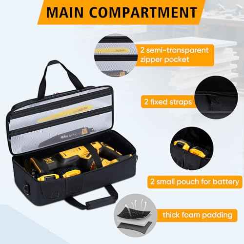 Reciprocating Saw Case Compatible with Dewalt Cordless Reciprocating Saw (DCS380B/DCS382B/ DCS389B/ DCS380P1) and Milwaukee Fuel Sawzall, Carrying Bag for Fuel Sawzall with Multiple Pockets
