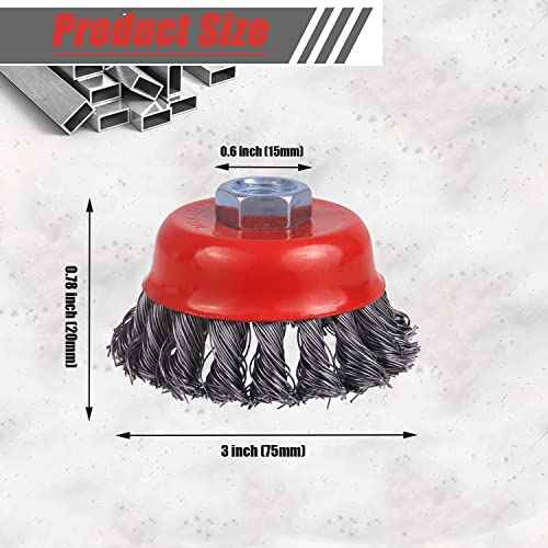 Wire Cup Brush for 4 1/2 Angle Grinder, 2 Pack 3 inch Wire Brush for Grinders, 5/8" -11 Threaded, for Heavy Cleaning Rust, Stripping and Abrasive